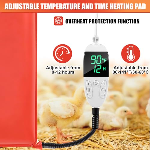 4 Pack Heated Chicken Pad for Brooders Small Animal Pet Heating Pad Warming Chick Nesting Mat with Temperature and Timer Waterproof Chicken Coop Heater Mat(15.7 x 12.6 Inches) - size: S