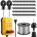 Electric Fence Charger Set 5 Mile 110VAC 0.25 Joule Electric Plug in Fence to Contain Chickens Pet Poultry 80 Black Insulator and 1 Socket Tool 985ft Aluminum Wire for Garden Pond Protection - style: 0.25 Joule
