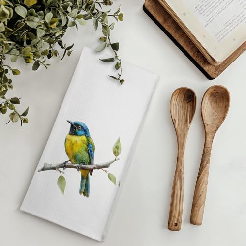 Spring Songbird Branch Kitchen Towels, Bird Watcher Gifts Dish Tea Towels for Kitchen, Natural Cottagecore Birds on Branch Decorative Hand Towel for Bathroom, 16x24 Inches - color: Color 20