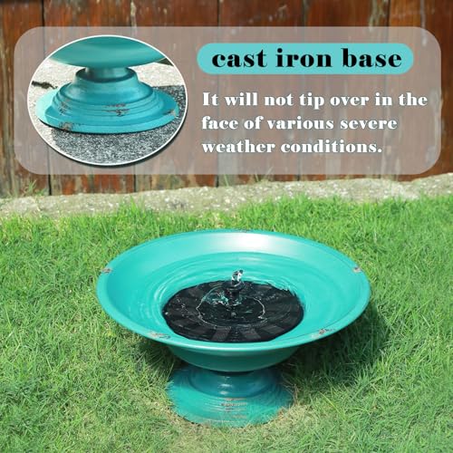 Solar Bird Bath Fountains, Bird Bath for Outside with cast Iron Base | bird bath fountains solar power;Rustproof & Weatherproof;bird bath bowl for outdoor garden and patio decoration