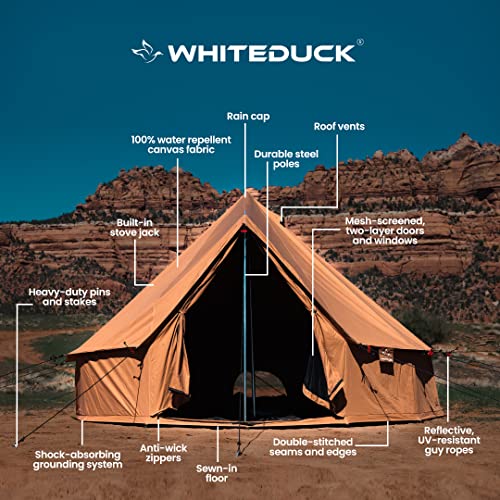 WHITEDUCK Regatta Canvas Bell Tent - w/StoveJack, Waterproof, 4 Season Luxury Camping and Glamping Yurt Tent Outdoor - color: Desert Red, size: 16.5' (5M), Water Repellent