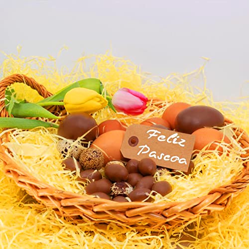 PEVOGON Yellow Easter Grass Filler Paper Shreds for Easter Basket Gift Packaging Filling Egg Stuffer Party Supplies Decoration, 200G - color: Yellow
