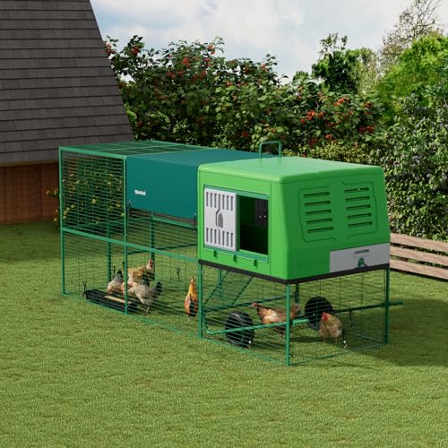 Durable Tall Plastic Large Chicken Coop with Run Outdoor - Easy Assembly Ajustable Portable Chicken House with Insulated Besting Boxes, Waterproof Cover, Clean Drawer, Mobile Wheels (Extend) - size: Extend