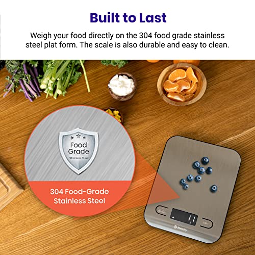 Etekcity Food Nutrition Scale, Digital Grams and Ounces, Large | Kitchen scale with tare, ideal for baking, weight loss, keto, meal prep, liquids and jewelry, 304 Stainless Steel - color: Silver