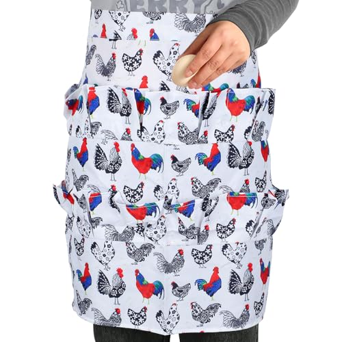 12 Deep Pockets Egg Apron, Chicken Egg Collecting Apron, Egg Holding Apron, Duck Goose Egg Gathering Apron for Housewife - color: Exotic Style