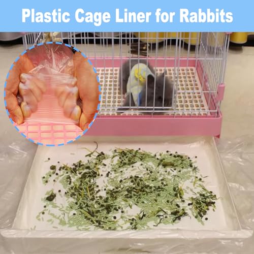 50 Pcs Disposable Rabbit Cage Liner, 35'' X 27'' Large Bunny Cage Tray Liners Clear Plastic Guinea Pig Toilet Film for Bunnies Ferrets Chinchillas Birds Small Animal - Leak Proof & No Mess - size: 50PCS