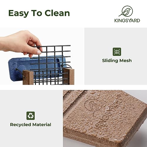 Kingsyard 2 Pack Suet Bird Feeder with Tail-Prop | Recycled Poly Lumber Suet feeder, Sturdy & Durable, Outside Hanging, Great for Woodpecker & Clinging Birds, Blue - color: Blue