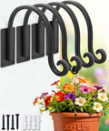 Heavy Duty Plant Hanger Bracket 4-Packs, Outdoor Metal Plant Hangers | 8" Rust-Resistant Wrought Iron Hooks with Mounting Hardware Included, Multi-Use Wall Mount Hooks for Bird Feeders, Lanterns - size: 1A-8“ 4PCs