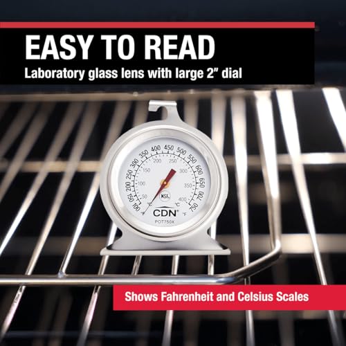 CDN High Heat Oven Thermometer | ProAccurate® | NSF Certified | 100-750°F Range | For Broiling, Roasting, High-Temp Cooking | Lab Glass Lens | POT750X - style: ProAccurate High Heat Oven Thermometer