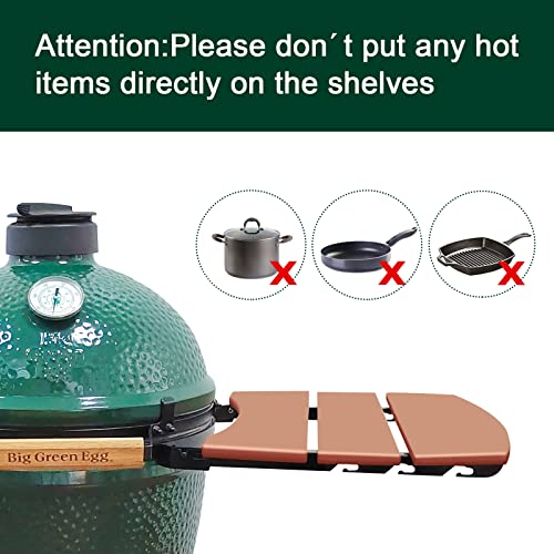 Side Shelves Upgrade Plus Big Green Egg Accessories, Composite 3 Slat Egg Mates for XLarge Big Green Egg with Folding Side Shelves Replacement Parts Grill - size: Plus XL3 Side Shelves