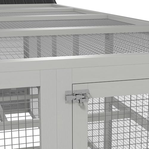 PawHut Wooden Chicken Coop Run for 6-10 Chickens 141.75" x 48" x 61" Gray | Hen House, Poultry Cage Add-On, Storage, Perches - color: Gray