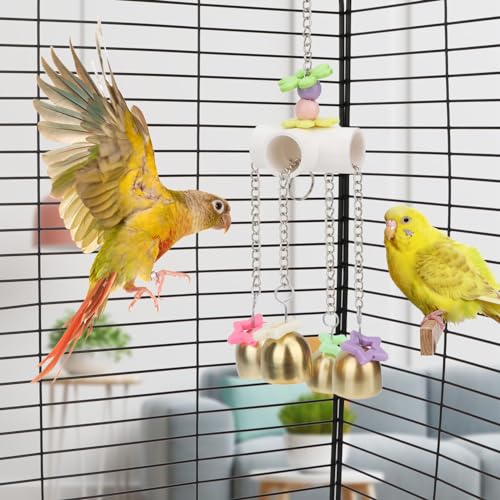 Wontee Bird Parrot Bells Toy with Sweet Sound for Parakeet Cockatiel, B | Durable metal, bite-resistant for chewers, sweet sound grabs bird attention, reduces boredom & stress, for budgie/conure - style: B (Bird Bell Toy)