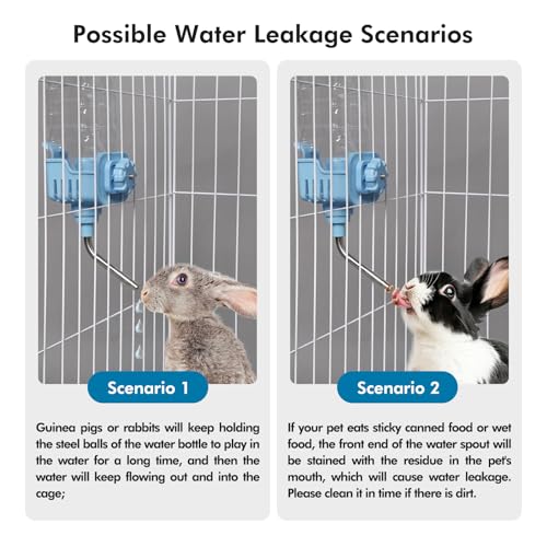 Vannon Small Pet Water Bottle, 25oz Top-Fill Cage Water Dispenser, Blue | Top-fill small pet water bottle with a spring-free stainless steel nozzle for everyday hydration and easy refills. - color: Blue, size: 25oz