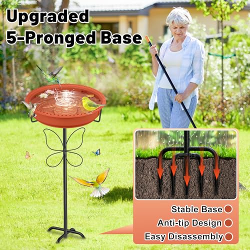 Bird Bath for Outside with Removable Bowl Metal Base, 37In Freestanding Rust-Proof Birdbaths & Birdfeeder, Bird Baths Feeder Bowl for Outdoors Garden Patio Yard Lawn Decor (Brown) - color: Brown