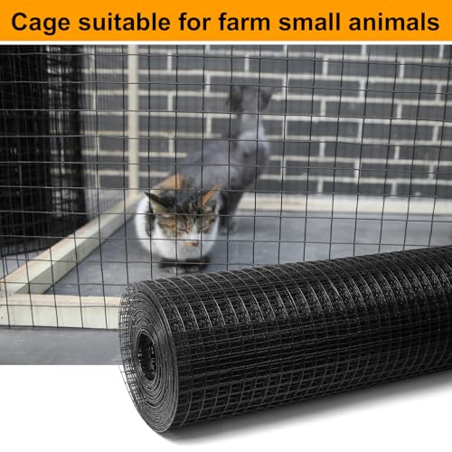Black Hardware Cloth 1/2inx36inx100ft, Chicken Wire Fencing, 19Gauge, Vinyl PVC Coated Mesh, Welded Wire mesh, Perfect for Gopher Wire, Rodent Mesh, Tree Guard, Chicken Coop - size: 1/2inx36inx100ft