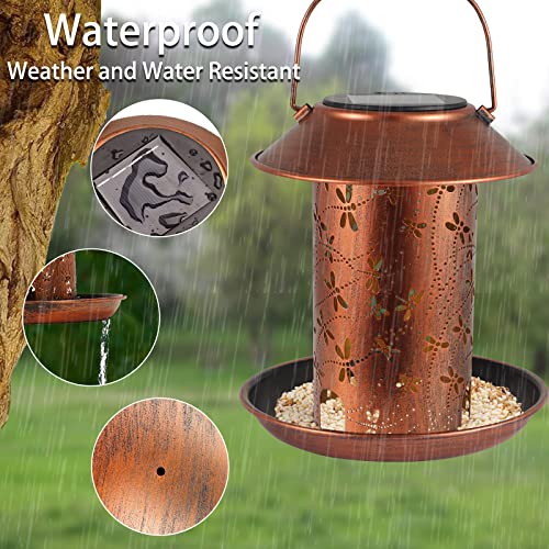 2 Pack Bird Feeders for Outdoors Dragonfly Solar Lanterns Waterproof | Garden Decor Gifts for Women Mom Grandma Metal Solar Decoration Outside LED Lanterns for Yard, Patio, Lawn, Pathway(2 Pack) - size: Dragonfly-2 Pack