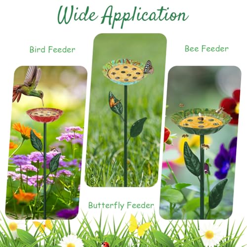 DREAMSOUL 4 Pack Bee Watering Station, Small Bird Bath for Bees Butterflies | Solid Metal Material, Compact Small Size, Durable Metal Stake Build, Ideal for Pollinator Gardens - size: 4PCS-A