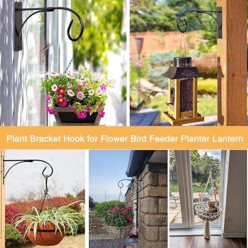 11in Wall Hook for Hanging Outdoor Lights,Sturdy Plant Bracket for Patio | Rustproof Metal, Holds 40lbs, Strong Hanger for Patio Lights, Lanterns, Plants, Bird Feeders, Porch, Deck, Garden