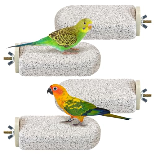 BNOSDM 4 Pcs Bird Beak Grinding Stone Calcium Parrot Perch Stand 4.7*2.6in - color: 4 Pcs- White (L)