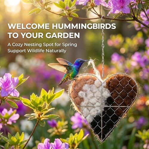 Handmade Fiber Bird Nesting Heart, Nesting Material for Wild Bird, Refillable Nesting Accessories, Outdoor Garden Decortion, Hummingbird Nest/House, Gifts for Bird/Nature Lovers