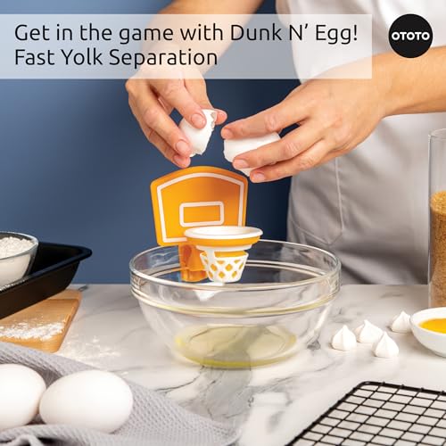 OTOTO Dunk N' Egg Yolk Separator Funny, Unique Kitchen Gadgets, Kitchen Accessories, Unique Cooking Gifts, Basketball Stuff - color: White and Orange