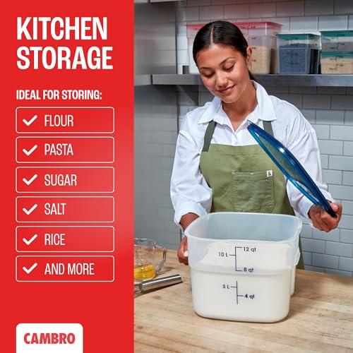 Cambro FreshPro 12 Quart (QT) Food Storage Container with Lid (Restaurant Grade) - for Food Prep, Commercial Kitchen, Pet and Dog Food Container (Translucent) - size: 12 Quart
