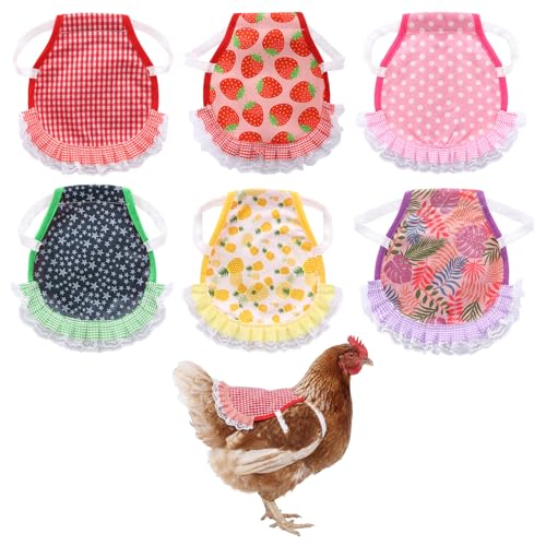 6Pcs Adjustable Chicken Saddles Breathable Hen Feather Protection Aprons | Breathable canvas fabric,adjustable elastic straps,full feather protection,fit small medium hens,smooth scratch-proof edges - color: Sweet Fruit