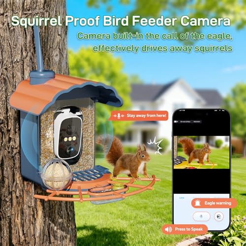 Smart Bird Feeder with 2K Camera: Wireless Wild Bird Feeder Solar Powered