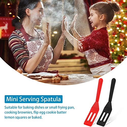 Mini Brownie Serving Spatula Flexible Nonstick Silicone Serve Turner Heat-Resistant Cookie Slotted Spatula for Flip Egg in Small Frying Pan Cookie Batter Lemon Squares(Red and Black,2 Pieces) - color: Red and Black