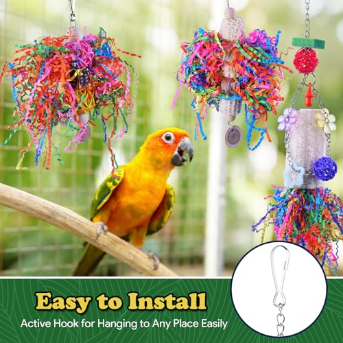 Bird Toys, Parakeet Foraging Toy, Hanging Chewing Toy, Bird Cage Accessories – Suitable for Cockatiels, Budgies, Lovebirds, Conures and Other Small Parrots - color: 3 pieces loofah