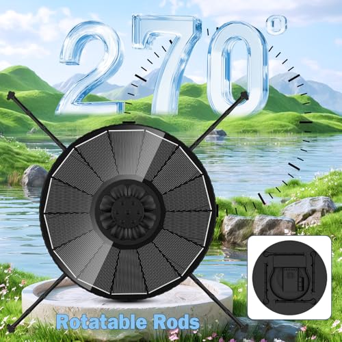 Yzert Solar Fountain with 2000mah Battery, 3-Level Adjustable Water Height, Rotating Rods, Works in Shadow, 7 Nozzles, 2026 3.5W Glass Outdoor Fountain Pump for Bird Bath, Garden, Pond, Flower Pot - color: Black