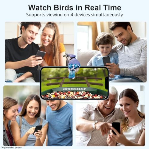 birdsnap® PAV Bird Feeder with Camera Solar Powered 2K Live Video 32GB Card | AI Bird Species Identification, Instant Arrival Alerts, IP65 Waterproof, Wild Bird Feeders for Outdoors, Gift for Bird Lovers - color: Dark Green