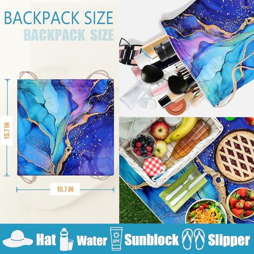 Purple Marble Beach Towel - Microfiber Beach Blanket Backpack for Travel Adult Camping Holiday 63"x31.5" - color: Abstraction Marble Purple