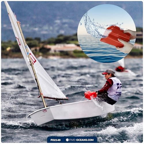 Five Oceans 1 Liter (1 qt) Red Marine Scoop Bailer - Hand Water Bailer for Optimist Dinghies, Small Sailboats & Kayaks - FO2149