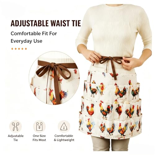 Egg Collecting Apron, 10 Deep Pockets Chicken Egg Gathering Bag | 10 deep pockets keep eggs secure while adjustable fit and durable fabric make farm egg collecting fast and convenient. - color: Beige
