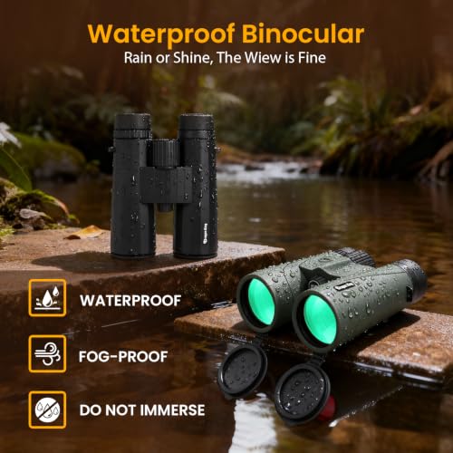 BIBIRE 12x50 Binoculars for Adults, HD Roof Prism Compact Binoculars Large Eyepiece Waterproof Binocular for Cruise Bird Watching Hunting
