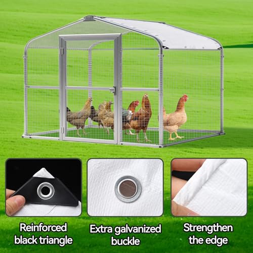 Klmnop Chicken Coop Cover, Waterproof 11.8 x 6 ft Chicken Coop Tarp Cover for Winter with Ball Bungees Cords for Large Coops, Walk-in Chickens Run Pen, Chicken Run(White)