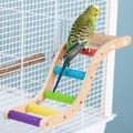 Bird Perch Stand for Beak Grinding and Claw Trimming - Anti-Slip Colorful Climbing Ladder - Natural Wood and Resin Bird Cage Accessories for Parrot Parakeets Lovebird Budgies Cockatiels Conures