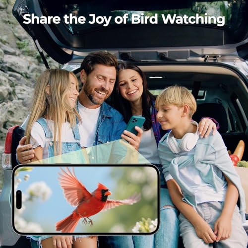Smart Bird Feeder with Camera Solar Powered for Outside Birdhouse with Camere, AI Identify Birds Species, FHD Live Video, Instant Arrival Alerts, Ideal Gift for Family or Bird Lovers (Azure Blue)