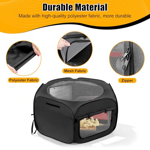 Chick Brooder Box with Chick Heat Plate, 10 ft? Baby Chicks Starter Kit, Large Chicken Cage for Outside, Durable Fabric, Well-Ventilated, Includes Food & Water Feeder, Perch & Waterproof Mat