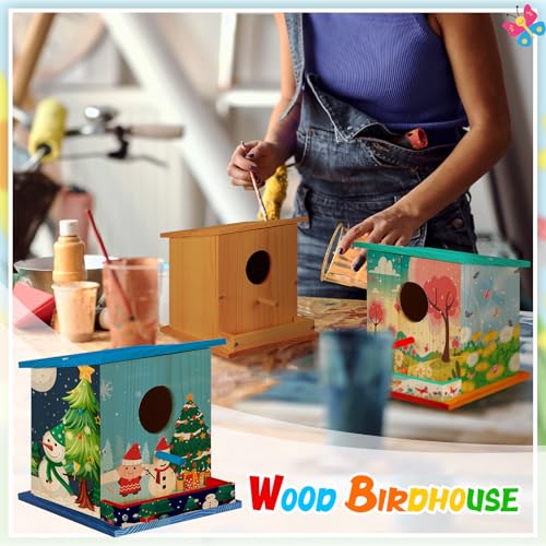 Liliful 4 Pack Bird House Kits for Kids, Wooden DIY Birdhouse Kit to Build and Paint, Birdhouse Craft Kit, Classroom Arts and Crafts Gift for Kids Ages 4-8 8-12 Boys Girls (Single Style) - color: Single Style