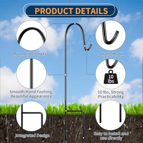 20 Pcs 18 Inch Small Shepherds Hook for Outdoor Adjustable Bird Feeder Pole Metal Steel Shepard Hooks for Hummingbird Stand Feeder Pole for Garden Plant Lantern Hanging Wedding Decor