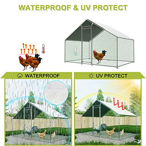 Outdoor Metal Chicken Coop Cover with 22 pcs Ball Bungee Cords, for Large Walk-in Chicken Run Pen, Waterproof, Fence Chicken Cages Cover, 11'Lx6.33'W (Only Cover, Frame Not Included) 1 Pack - size: 1 pack