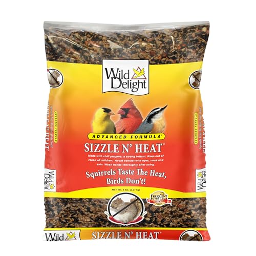Wild Delight Sizzle N' Heat Wild Spicy Bird Seed to Deter Squirrels | No fillers, corn, milo, millet. Premium ingredients make up this hot bird seed squirrel proof. Attract the extraordinary - size: 5 Pound (Pack of 1), style: Sizzle N' Heat 5lb