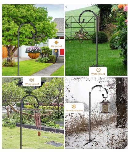 Shepherd Hook 60 Inch Tall Heavy-Duty Metal Garden Hanging Pole Stake for Bird Feeder Pole Plant Baskets, Black (1 Pack). - size: 60in-1pcs