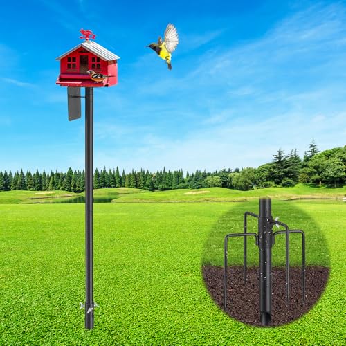 Bird Feeder Pole, 60" Heavy Duty Adjustable Bird Feeder Stand with 5-Pronged Base for Birdhouse Mounting, Weather Station, Outdoor, Yard, Garden - size: 60 Inches