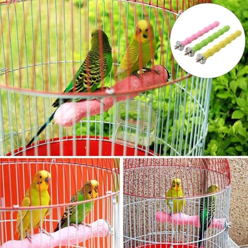 kathson 3PCS Bird Perch Parrot Stand Cage Accessories Natural Wooden Stick Paw Grinding Rough-surfaced Chew Toy for Cockatiels Cockatoo Lorikeet Conure Parakeet (Random Color,7.87inch) - size: 3PCS,7.87inch