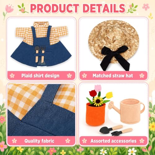 OBUSATT Gardener Porch Goose Outfits Spring Lawn Goose Costume Set | 23 Inch, with Watering Can Flower Pot, for Cement Plastic Goose Statue, Spring Holiday Outdoor Yard Garden Patio Lawn Decor - style: Gardener