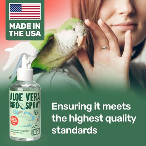 Aloe Vera Bird Spray - 8.5oz/251mL - [Made in USA] - Non-Toxic Bird Bath Relieves Dry/Itchy Skin & Softens Feathers - Safe & Effective for All Birds - Promote Healthy Plumage - Odor-Free