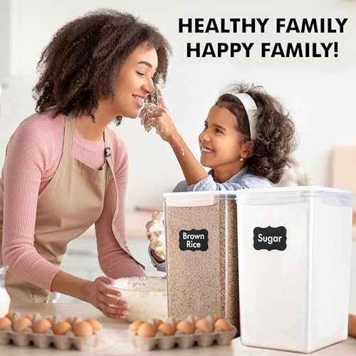 2 PC [7 Qt / 6.5L / 220 Oz] Large Food Storage Containers with Lids Airtight - BPA Free Clear Plastic Kitchen and Pantry Storage Containers for Cereal, Flour, Sugar, Rice - color: White - 2 Pack